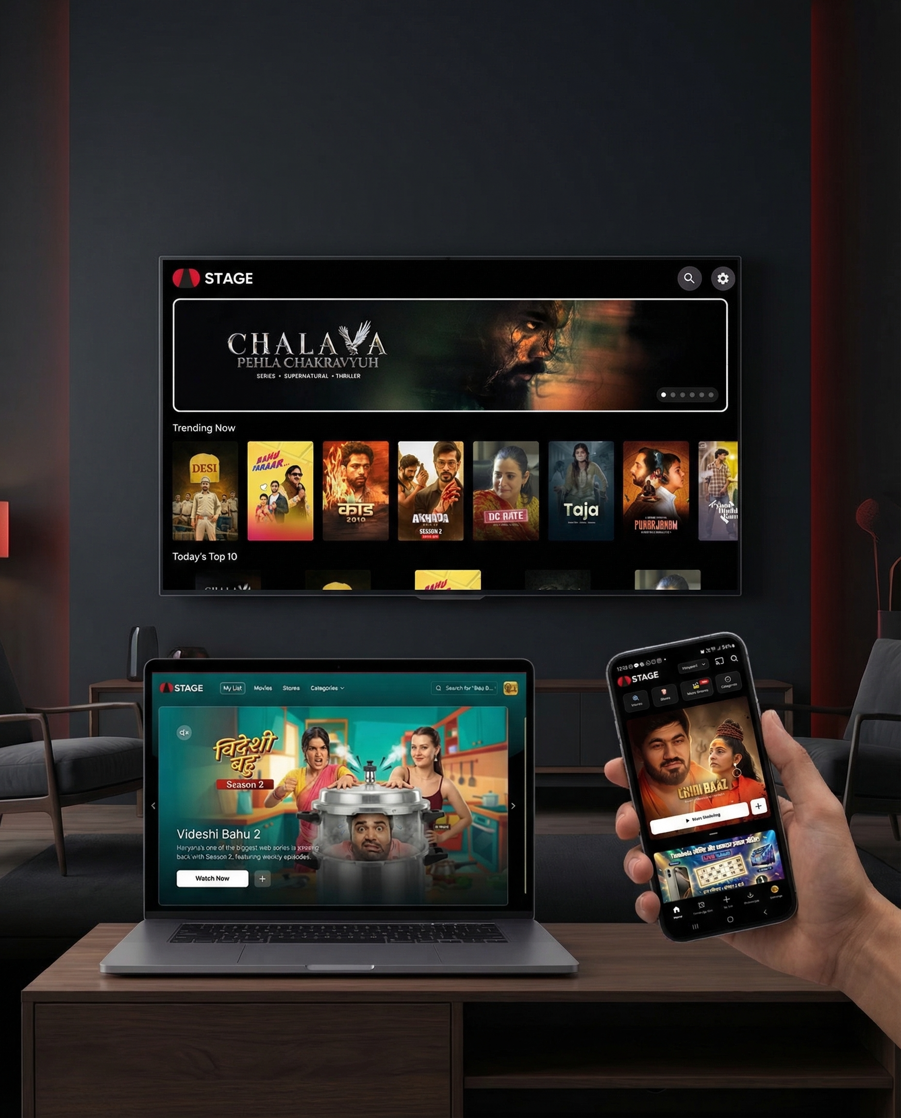 STAGE across TV, Laptop, and Mobile